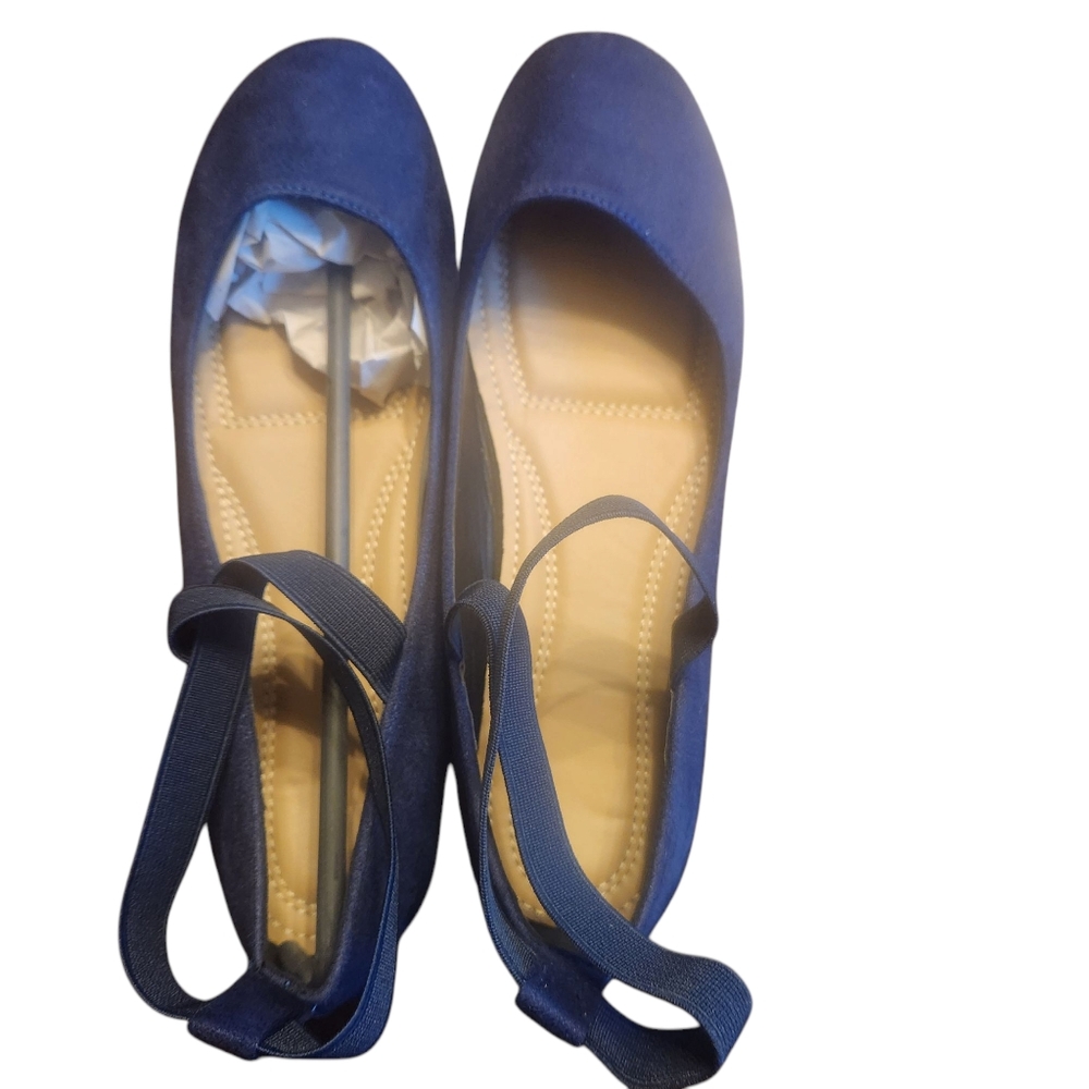 Blue Women's Ballet Flats. Criss Cross Strap. New Never Worn